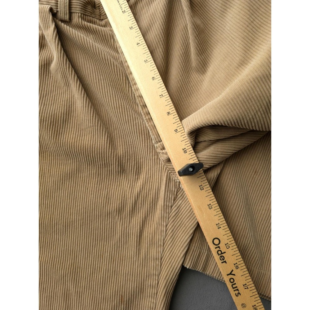 Vintage 90s Polo Ralph Lauren Tan Corduroy Pants 30 Pleated Wide Leg - Picture 10 of 15